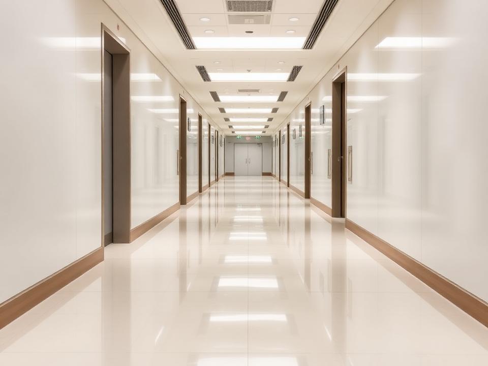 Corridor d’immeuble propre au plancher poli